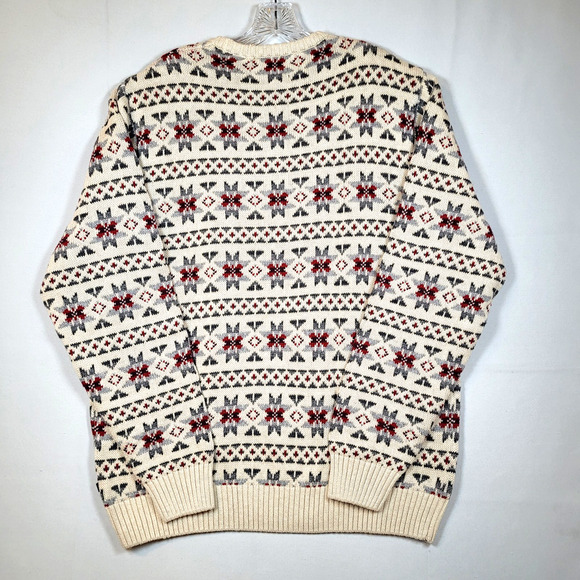 Chaps Mens NWT Knit Sweater XL Cotton Wool Blend Fair Isle Winter Snowflakes - Picture 12 of 14